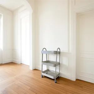 3-Layer Metal Practical Service Cart Rolling Storage Shelf Rack Storage Cart Design - Image 2