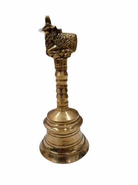 Golden 5 Inch Brass Temple Bell, 250 gm Color Golden No.of Pieces 1 Material Brass Height 5 Inches Weight/Packaging Size 250 - Image 1