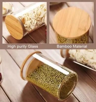 Airtight Glass Storage Jars Set with Bamboo Lid – Kitchen Organizer Containers for Spices, Coffee, Grains & Snacks - Image 4