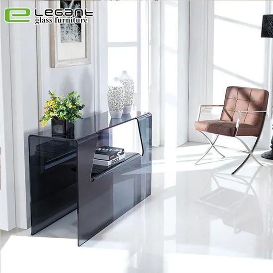 Bent Glass Console Table with Shelf Cbm 0.4 Model S053 Type Table Color Clear Origin China Condition New HS Code 940389 Model NO. - Image 5