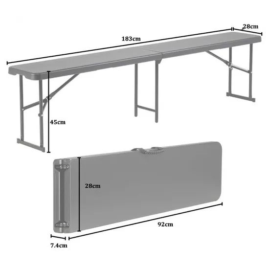 183cm Portable Long Outside Recycled Plastic Picnic Park Benches - Image 3