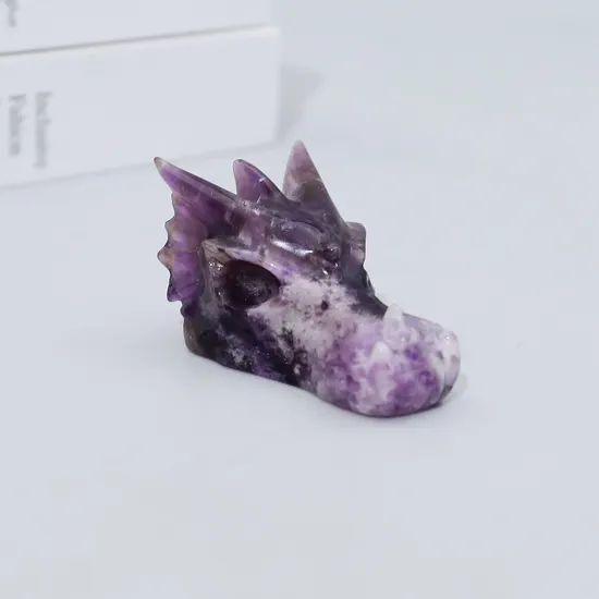 2.5 Inch Wholesale Natural Reiki Crystal Gemstone Hand Carved Folk Crafts Healing Crystal Stones Amethyst Dragon Skulls - Image 1