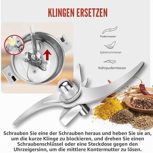 LEJIEYIN Electric Herb Grinder, 550 g, High Speed Stainless Steel Spice Mill, Electric Flour Mill, Herb Mill, Superfine - Image 4