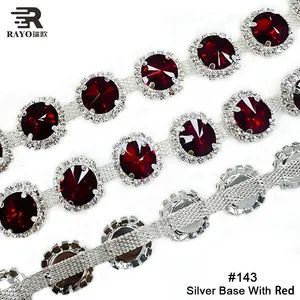 Extremely Brilliant Red Rhinestone Chain Round Shape for DIY Crafts Diamond Around Shiny Stone Wedding Party Decoration - Image 4