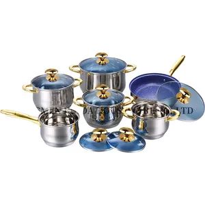 Hot Sale Kitchen Utensils Kitchenware Cooking Pot Gold Handle Stainless Steel Cookware Set - Image 3