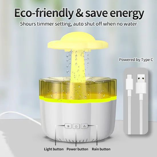 Amazing Smart Home Decorative Objects 7 LED Lights Intelligent Children's Night Light Colourful USB Water Drop Humidifier - Image 6