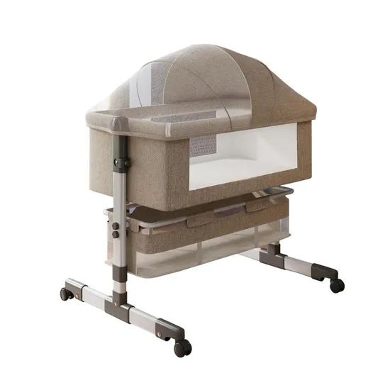 New Design Baby Multifunctional Height Adjustable Rocking Bed Cradle Baby Bedside Bassinet Crib with Diaper Table - Image 4
