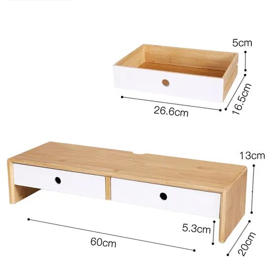 Bamboo Monitor Stand Riser Laptop Stand Riser for Apartments Office Home Use - Image 5
