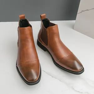 Men Business Leather Pointed Chelsea Boots Element No Color Multi Gender Male Origin China Type Casual Boot Material - Image 3