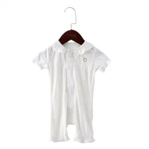 Summer Baby Wear Ribbed Knit Short Sleeve Coverall Rompers Bodysuits - Image 1