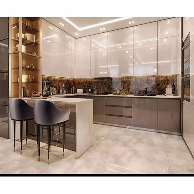 Wooden U Shape Modular Kitchen Service Material Wooden Service Mode Offline Service Location India Kitchen Design - Image 1