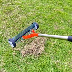 5.5FT Manual Lawn Scarifier Rake with Rolling Wheels for Thatch - Image 6