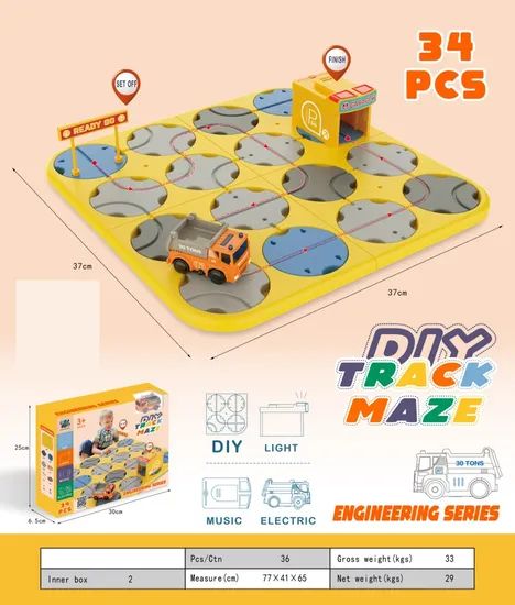 Amazon Educational Sound Light Slot Set Electric Car 34PCS DIY Track Maze Toys - Image 2