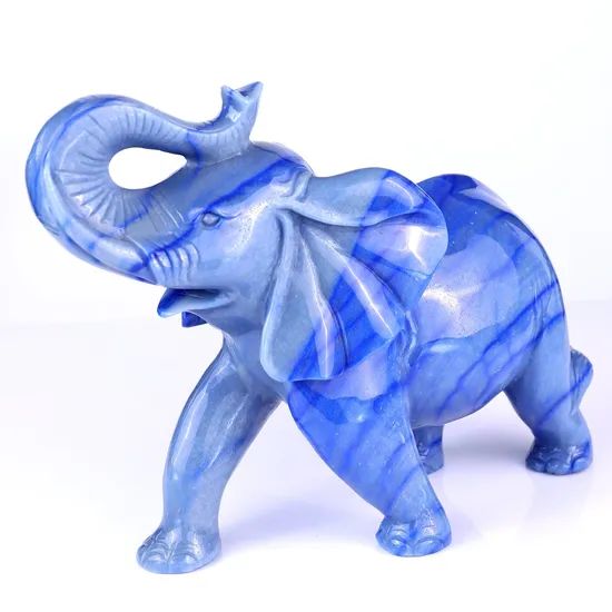 11 Inches Natural Blue Aventurine Gemstone Carved Crystal Elephant Crystal Healing Crafts Home Decor Collectible - Image 2
