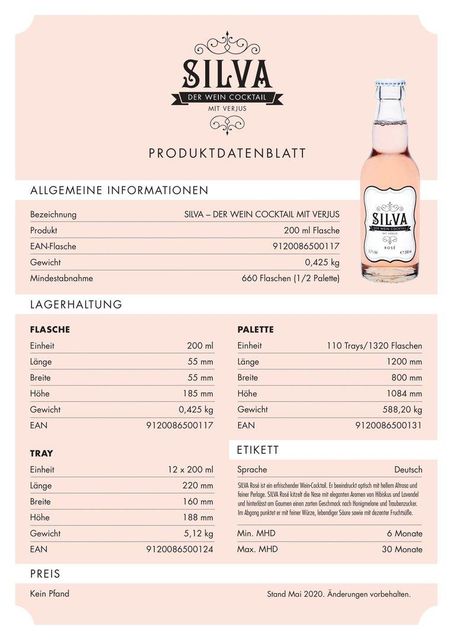 wine cocktail "ROSE"   200 ml Brand Name "SILVA" Manufacturer SILVA GmbH Place of Origin made in - Image 1