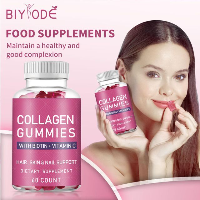 collagen bear gummy candy with biotin+vitamin c hair skin nail joint support dietary supplement 60 gummies per bottle reduce aging whitening healthcare products - Image 4