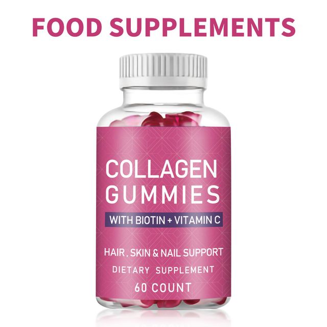 collagen bear gummy candy with biotin+vitamin c hair skin nail joint support dietary supplement 60 gummies per bottle reduce aging whitening healthcare products - Image 1