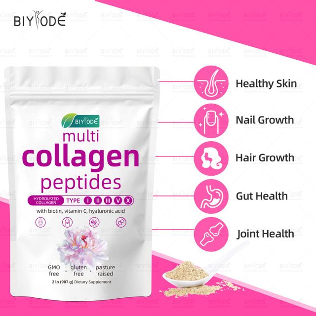 fast shipping wholesale skin whitening supplement hair nail gut joint health natural formula vitamin c biotin multi collagen peptides powder - Image 5
