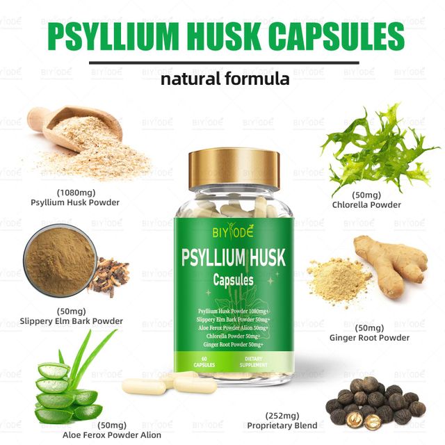 Hot sale wholesale natural prebiotic fiber psyllium husk capsules herbal supplement improve gut health support digestion loss weight slimming burn fat  product - Image 4