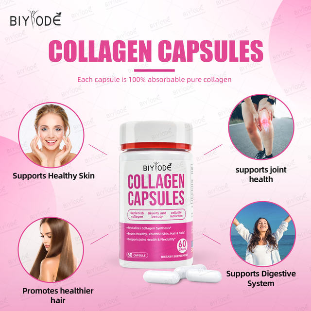 hot sale skin hair nail gut joint health whitening reduce aging digestive system support 100% natural organic multiple collagen hard capsules - Image 5