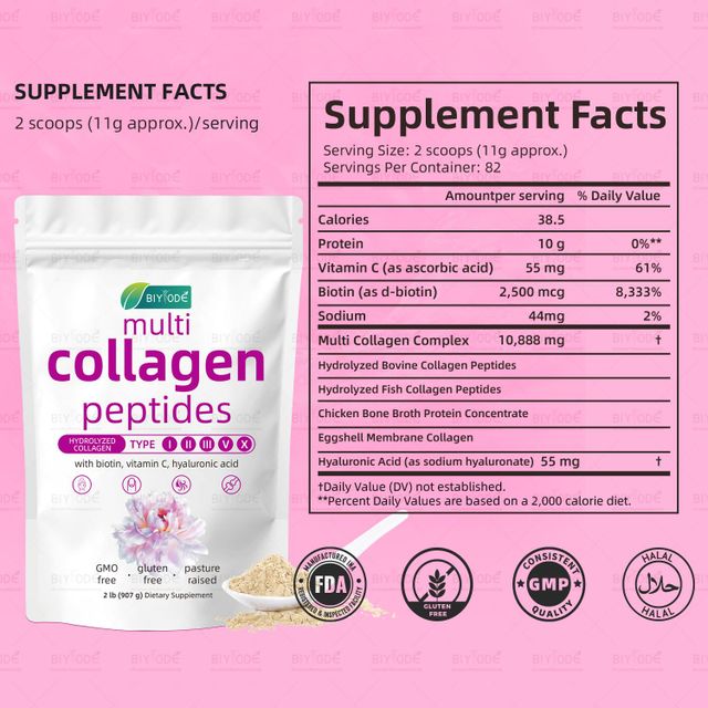 fast shipping wholesale skin whitening supplement hair nail gut joint health natural formula vitamin c biotin multi collagen peptides powder - Image 4