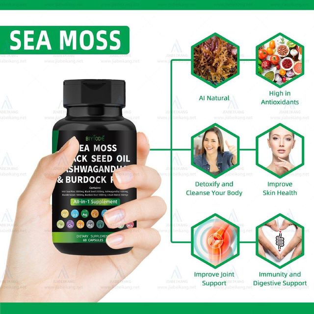 hot sale herbal supplement immune health all in 1 wholesale sea moss black seed oil ashwagandha burdock root supplement weight loss capsule  - Image 5