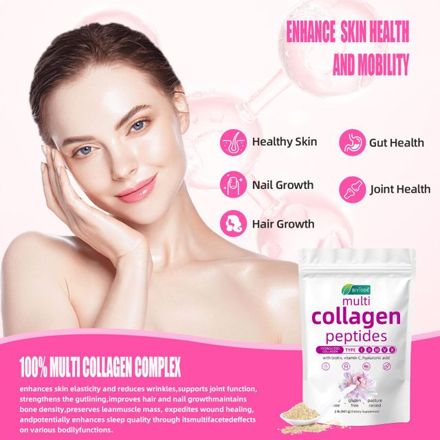 fast shipping wholesale skin whitening supplement hair nail gut joint health natural formula vitamin c biotin multi collagen peptides powder - Image 7