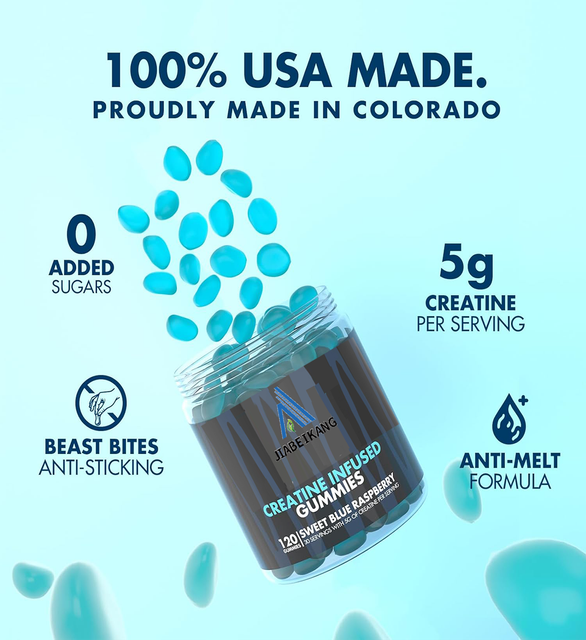 Creatine 120 gummies OEM ODM custom 100% natural ingredients sweet blue raspberry goodness muscle growth energy pre sport supplement - Image 2